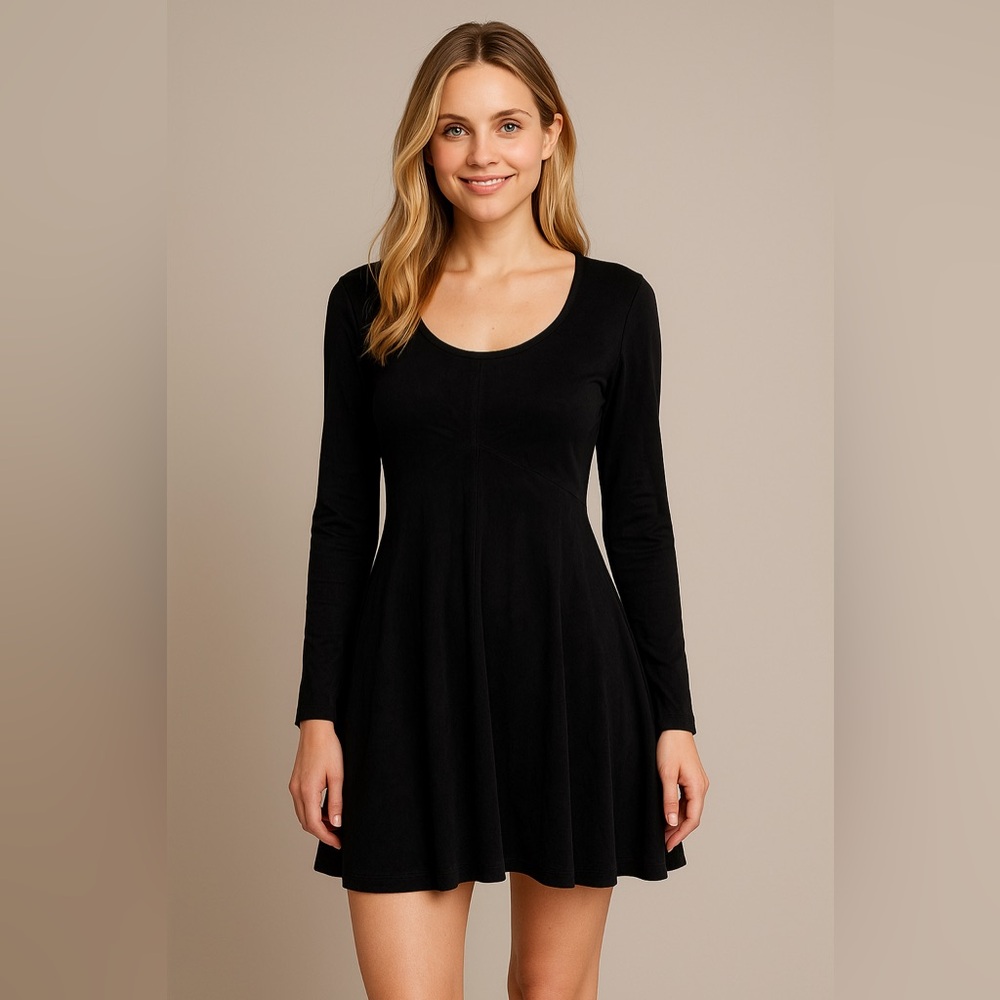 Lauren VIDAL Dress Charcoal Crashed Velvet Look Size small